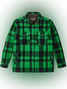 FILSON LINED MACKINAW WOOL shacket jacket ACID GREEN/BLACK HERITAGE PLAID small